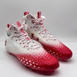 Under Armour Spotlight Clone 3.0 MC Football Cleats White Red Mens Size 15